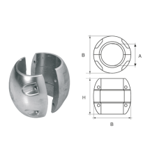 Aluminum anoden for propeller shaft, spherical