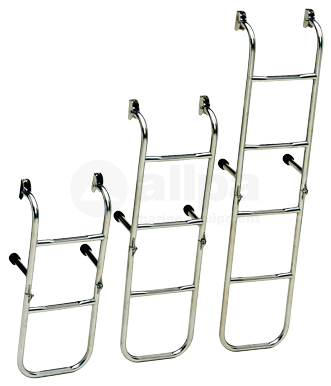 Allpa Stainless Steel Bathing Ladder, 4-Steps, With Fixed Transom Support, Dims. Unfolded 260x830mm, Tube Ø20mm - 110044 1 72dpi - 110044