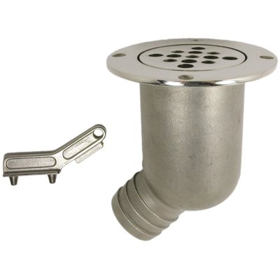 Allpa Stainless Steel Discharge Elbow With Stainless Steel Cover, 38x58x115x91mm, Complete With Key - 078690 72dpi - 9078690