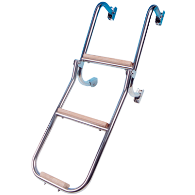 Allpa Stainless Steel Bathing Ladder, 3-Steps (Wood), Dims. Unfolded 270x860mm, Tube Ø20mm - 110046 72dpi - 110046