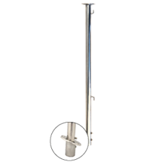 Flag pole stainless steel with 2 hooks with click system
