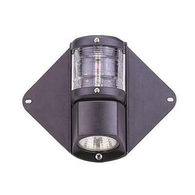 Allpa Combo Masthead/Deck Light, Mast Mounting, 12v/10w, 225°, Black Housing With Clear Lenses - L4400100 72dpi - L4400100